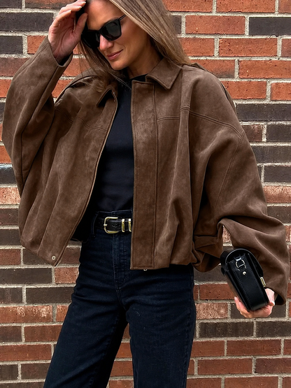 Genuine Leather Aviator Jacket | Designer Women's Shearling-Lined  Coat | Luxury Oversized Fit | Exclusive AW25 Collection