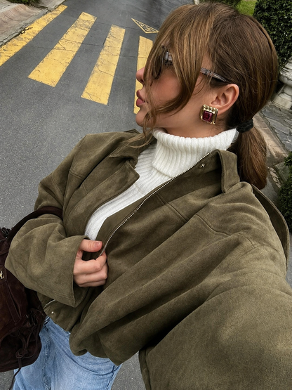 Genuine Leather Aviator Jacket | Designer Women's Shearling-Lined  Coat | Luxury Oversized Fit | Exclusive AW25 Collection