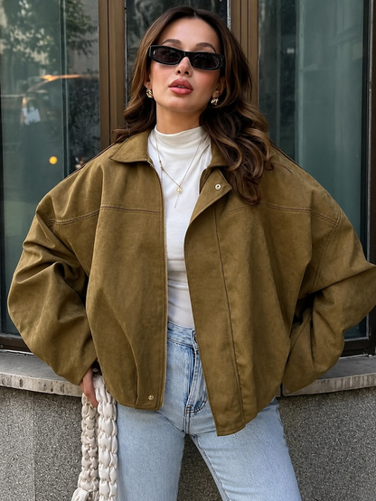 Genuine Leather Aviator Jacket | Designer Women's Shearling-Lined  Coat | Luxury Oversized Fit | Exclusive AW25 Collection