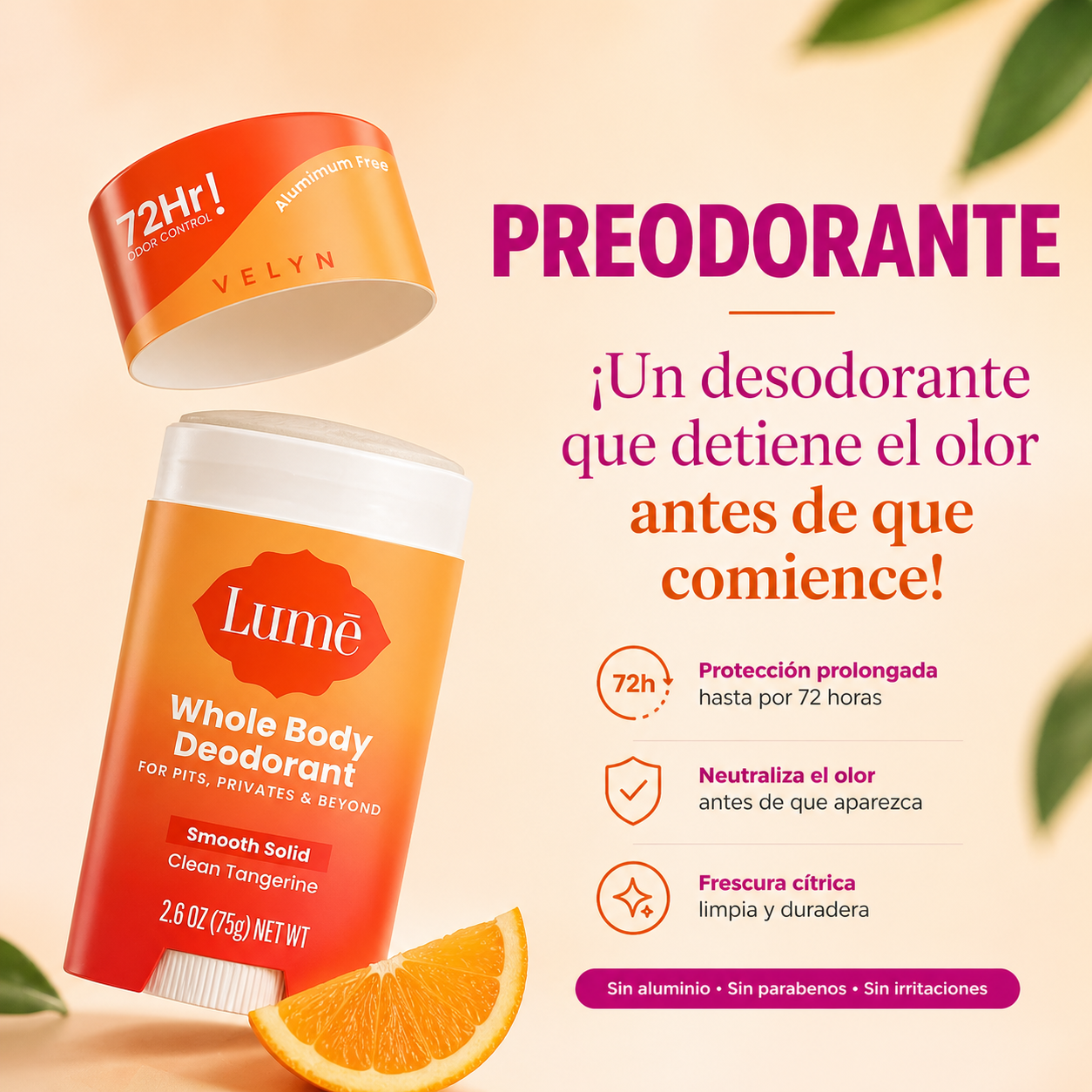 VELYN™ Lume Desodorante Corporal Total 72H | Cuidado Premium + Frescura Completa