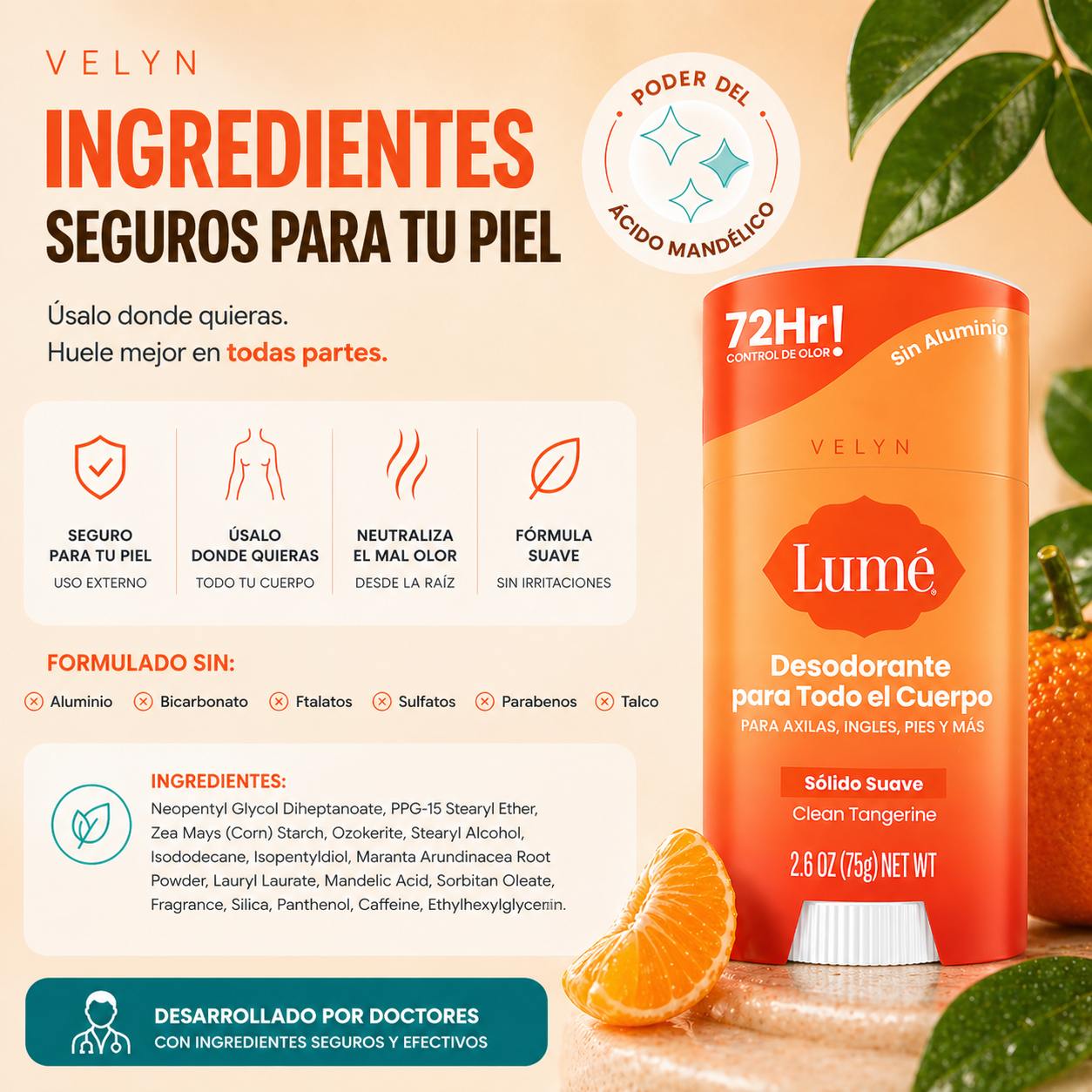 VELYN™ Lume Desodorante Corporal Total 72H | Cuidado Premium + Frescura Completa