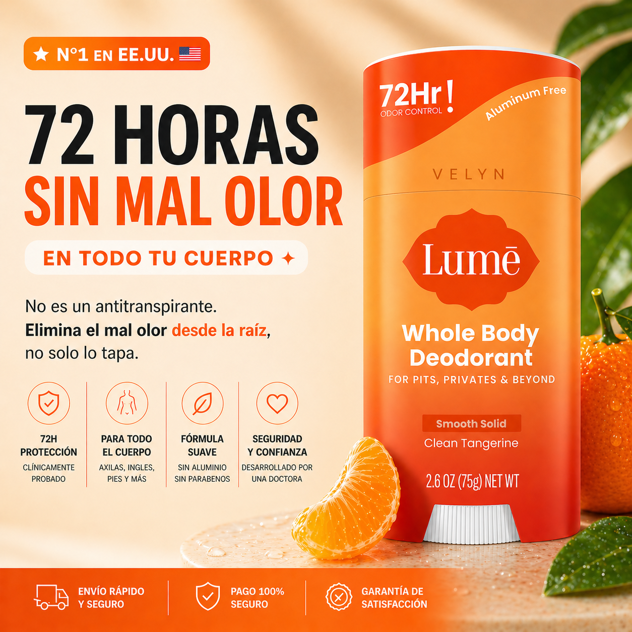 VELYN™ Lume Desodorante Corporal Total 72H | Cuidado Premium + Frescura Completa