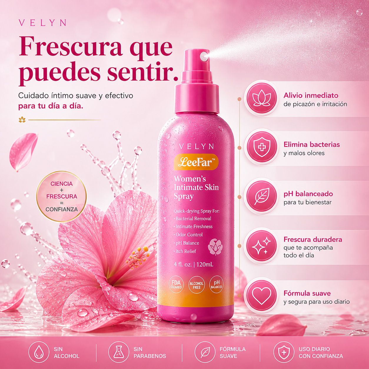 VELYN™ LeeFar Spray Íntimo 2x1 | Frescura + Equilibrio pH