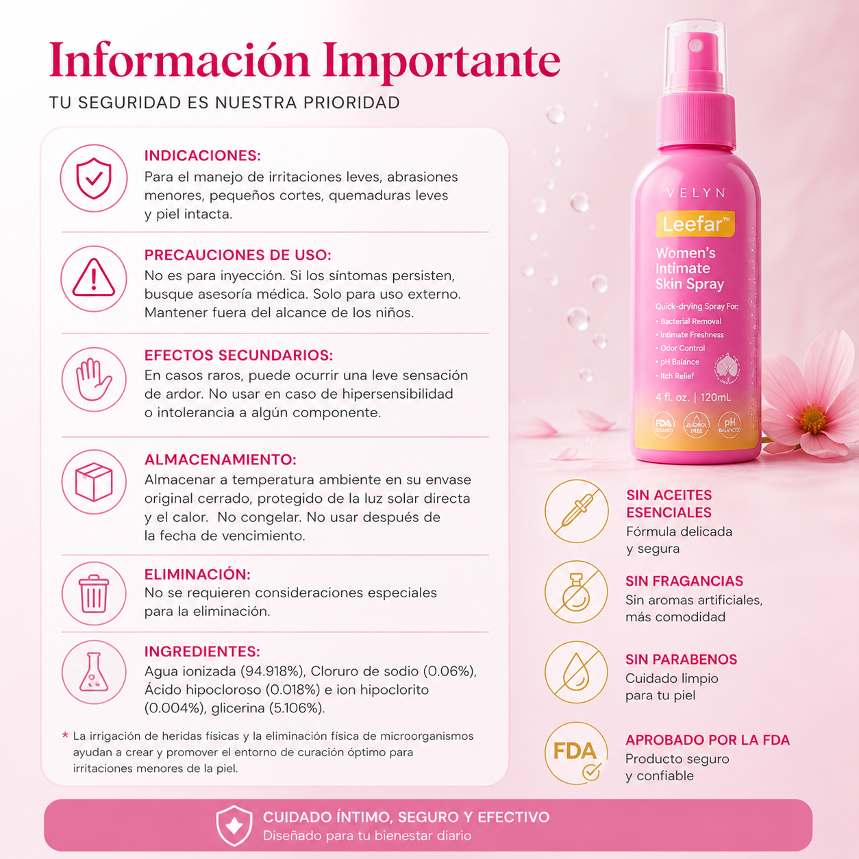VELYN™ LeeFar Spray Íntimo 2x1 | Frescura + Equilibrio pH