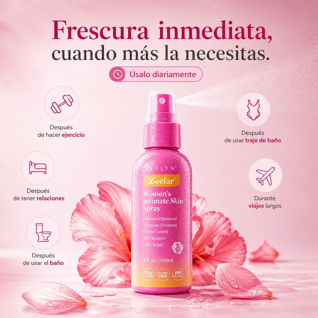 VELYN™ LeeFar Spray Íntimo 2x1 | Frescura + Equilibrio pH