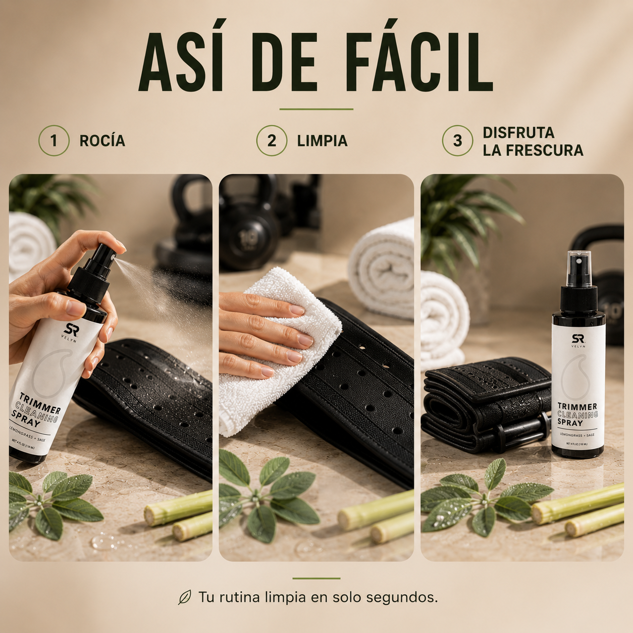 VELYN™ Trimmer Cleaning Spray | Eliminador de Olores + Frescura Fitness