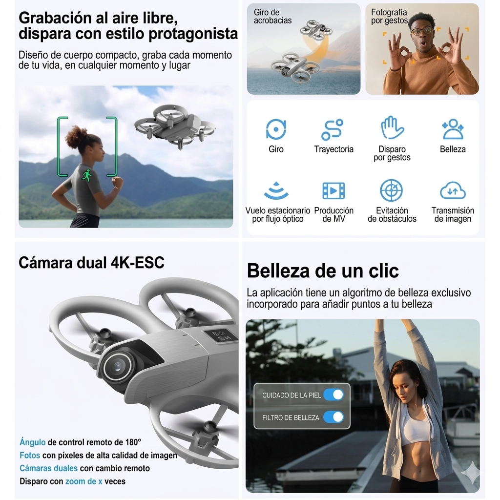 (70% Descuento) Mini Drone 4K Inteligente – Tu Camarógrafo Personal