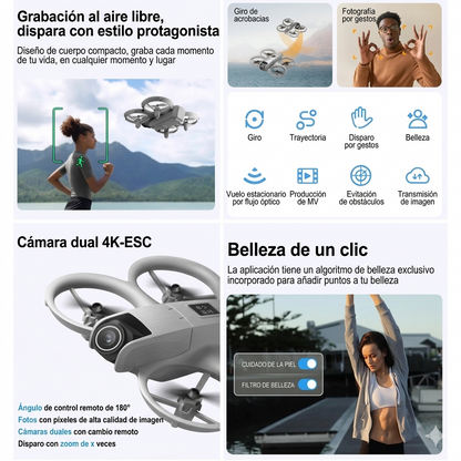 (70% Descuento) Mini Drone 4K Inteligente – Tu Camarógrafo Personal