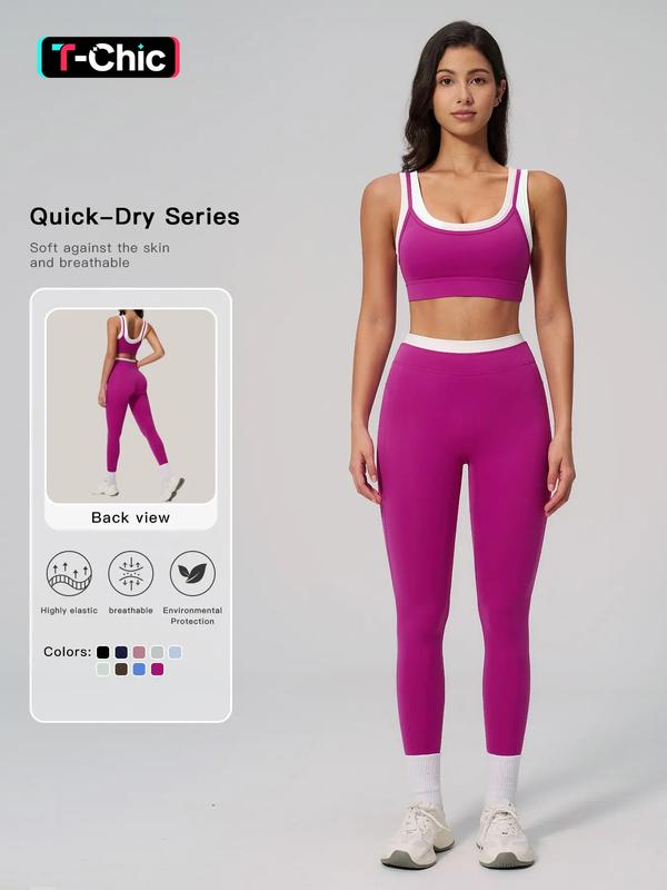 Luxury Two-Piece Colorblock Yoga Set | Premium High-Waisted Ribbed Sculpting Sportswear | Designer-Inspired Gym & Fitness Wear | High-Stretch Performance Collection