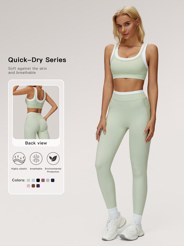 Luxury Two-Piece Colorblock Yoga Set | Premium High-Waisted Ribbed Sculpting Sportswear | Designer-Inspired Gym & Fitness Wear | High-Stretch Performance Collection